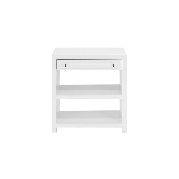 Side Tables Garbo - Side Table In Glossy White/Includes Brass & Nickel Hrdwr Options W Acrylic Rod