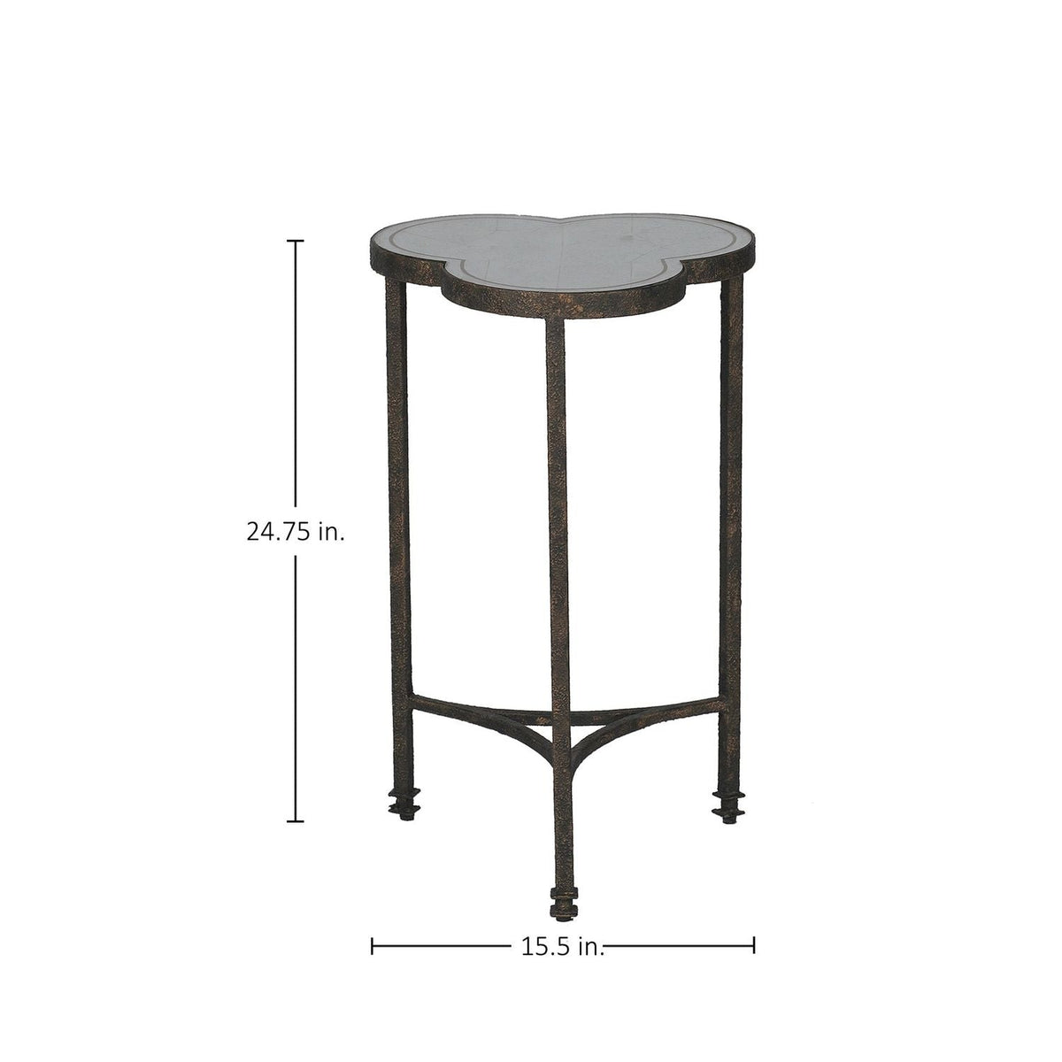 Walter Iron Trefoil Side Table - 15.5 In. W X 24.75 In. H