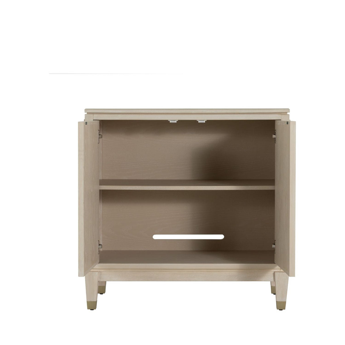 Strella Oak Wood Accent Cabinet - 2 Shelves, Cerused White
