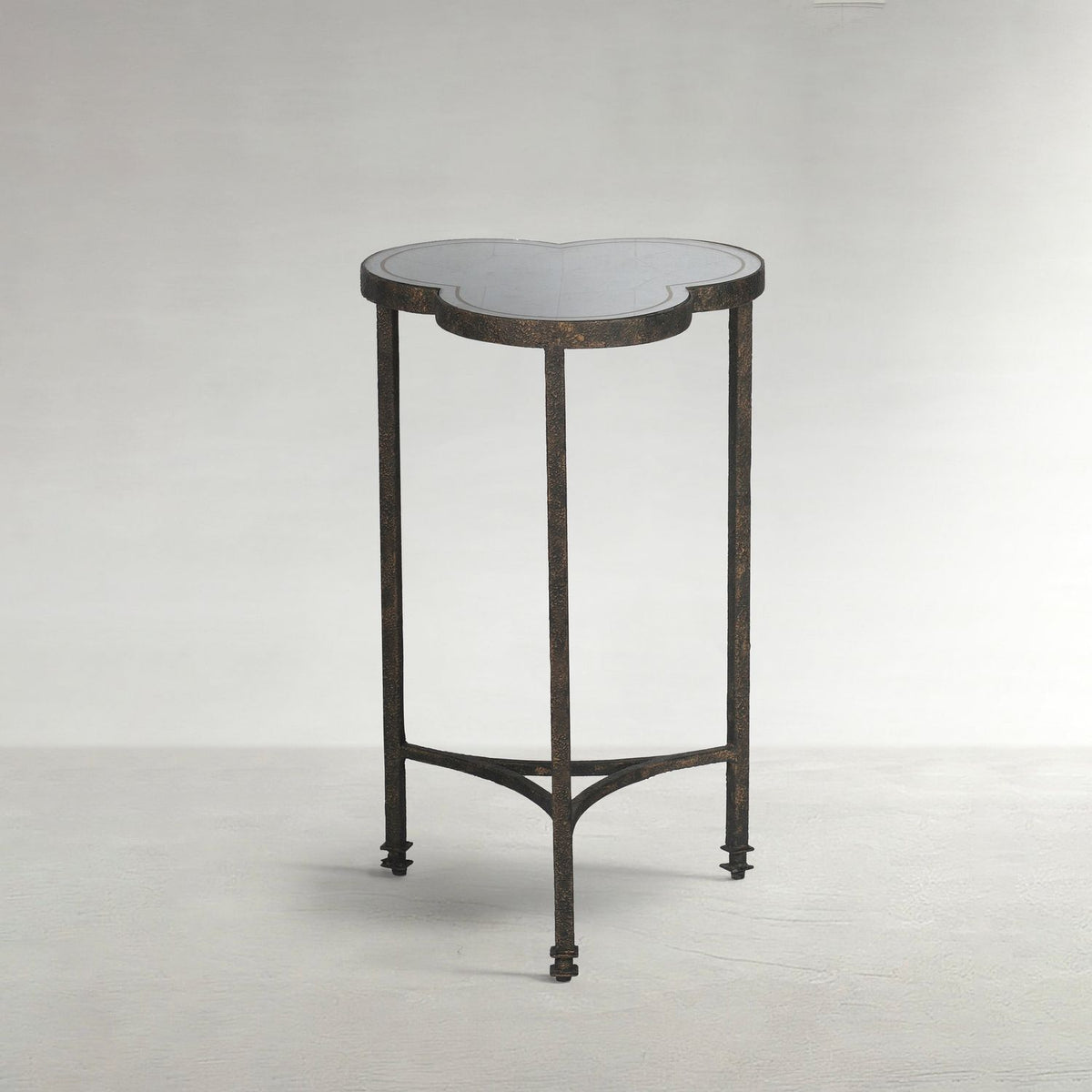 Walter Iron Trefoil Side Table - 15.5 In. W X 24.75 In. H