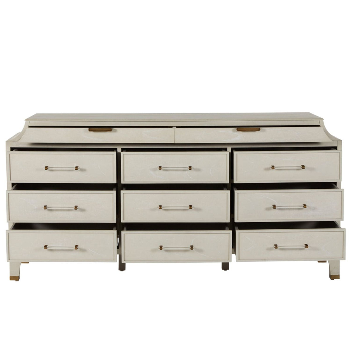 Alexandra Mahogany Dresser - 11 Drawers, Cerused White Light Gray