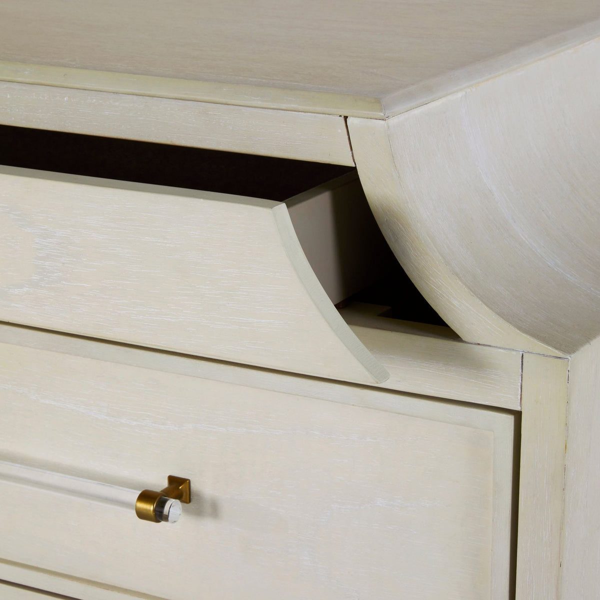 Alexandra Mahogany Dresser - 11 Drawers, Cerused White Light Gray