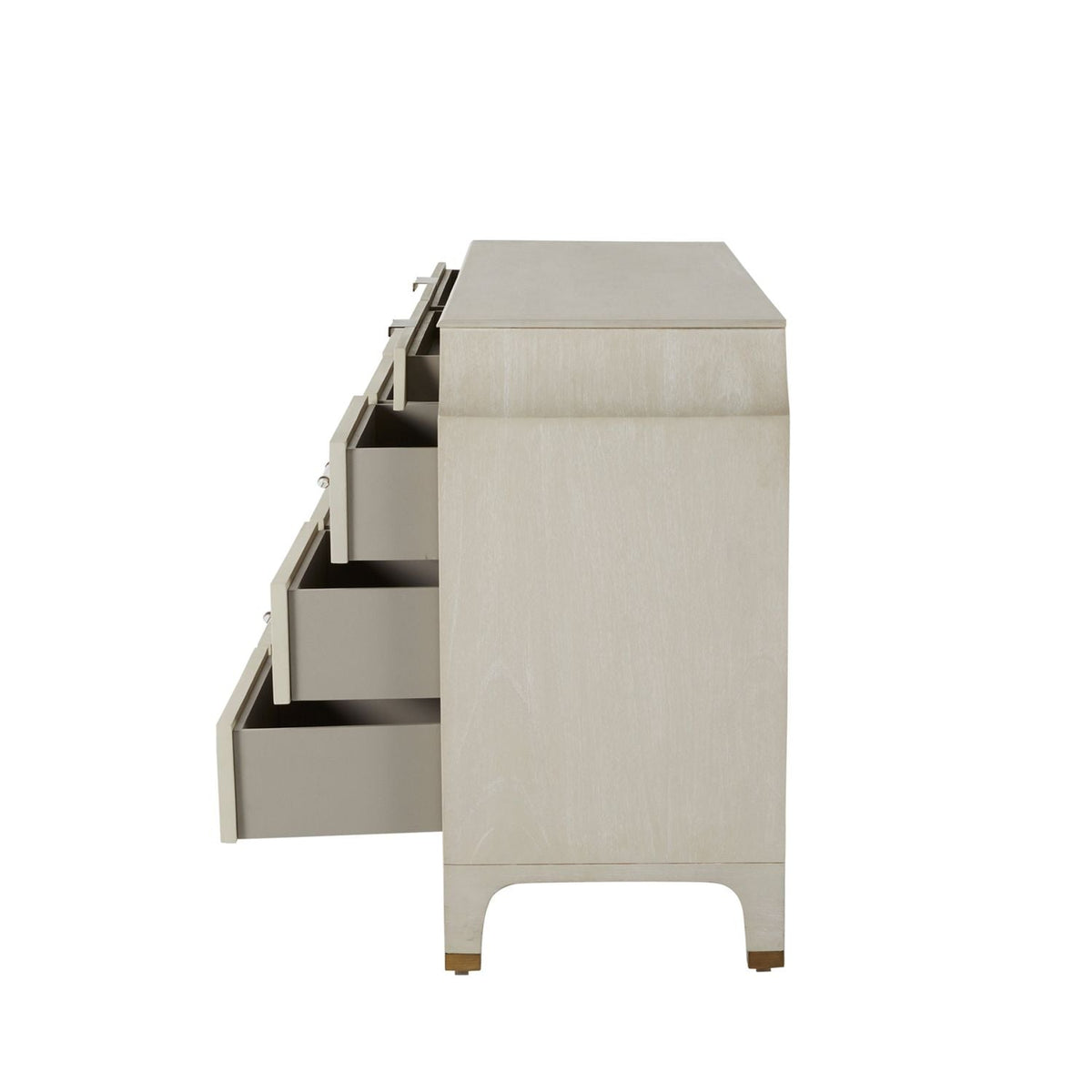Alexandra Mahogany Dresser - 11 Drawers, Cerused White Light Gray