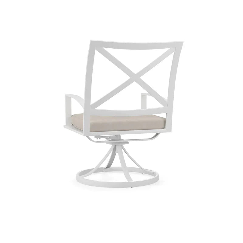 Outdoor Dining Chairs Bristol Swivel Dining Chair in Canvas Flax w/ Self Welt