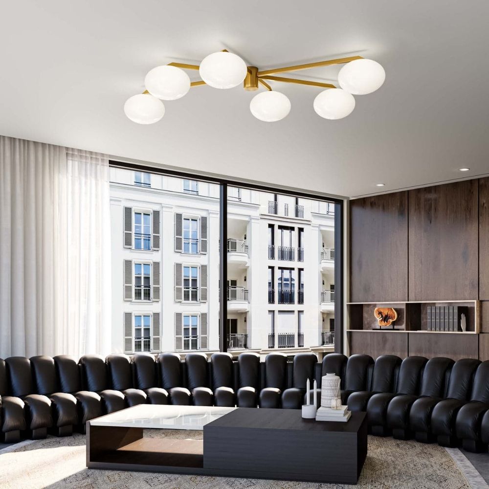 Lelli Six Arm Flush Mount Ceiling Light-France & Son-LBC1196GOLD-Flush MountsGold-2-France and Son