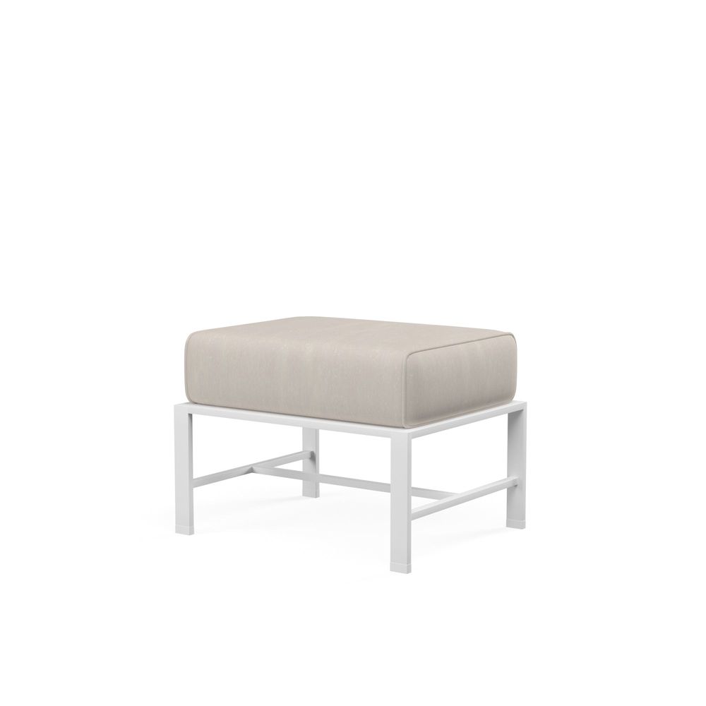 Outdoor Ottomans Bristol Ottoman in Canvas Flax w/ Self Welt