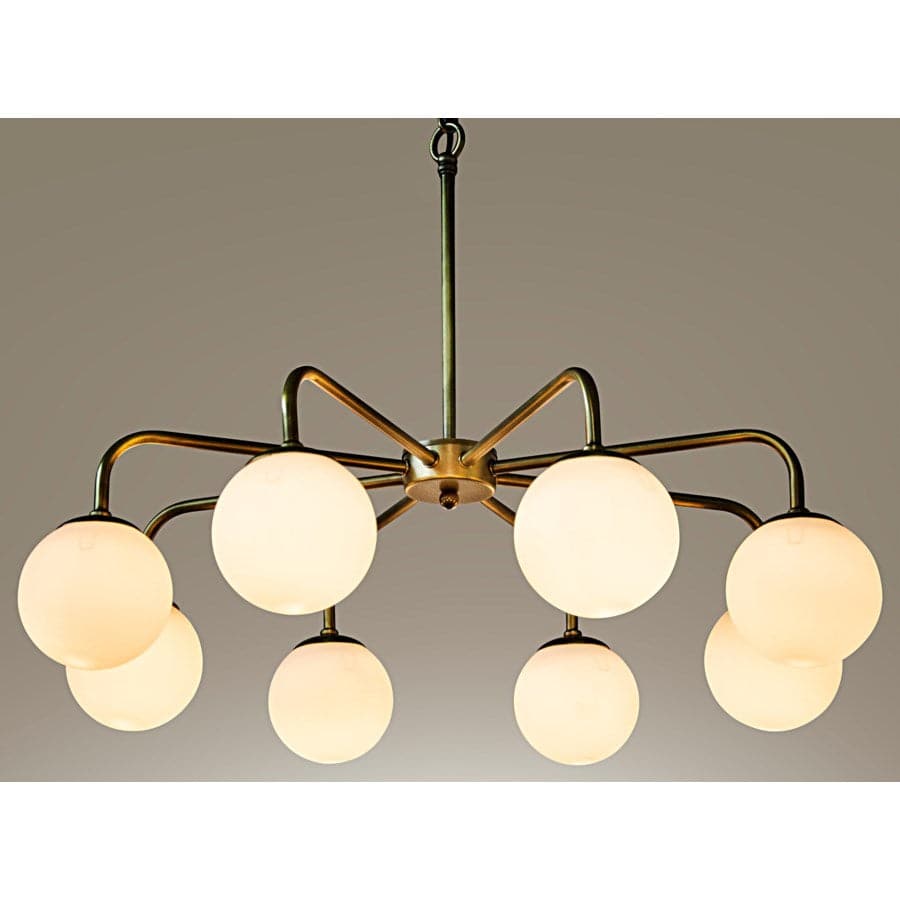 Larenta Chandelier, Antique Brass, Metal and Glass-Noir-NOIR-LAMP540MB-Chandeliers-1-France and Son