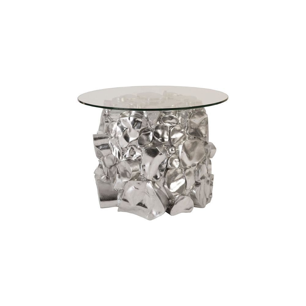 Bianco Side Table, Resin, Silver Leaf