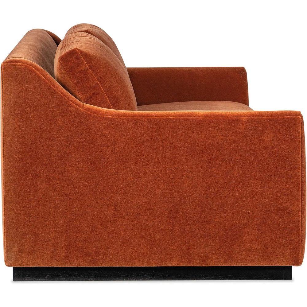 Sophia Slope Arm Mohair Sofa with Bench Seat - Cinnamon/Ebony