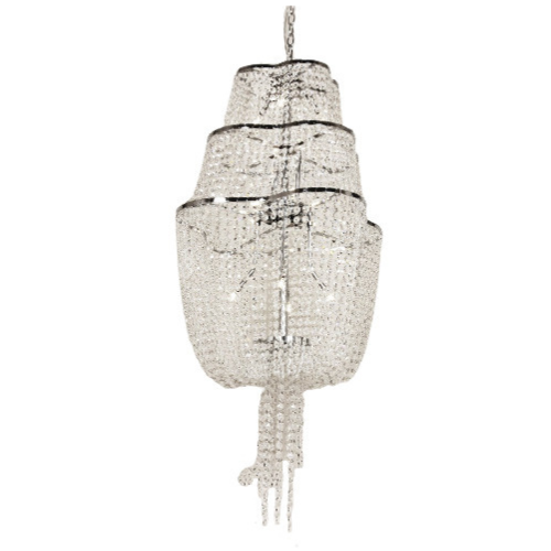 Liam tiered crystal chandelier with cascading clear glass strands