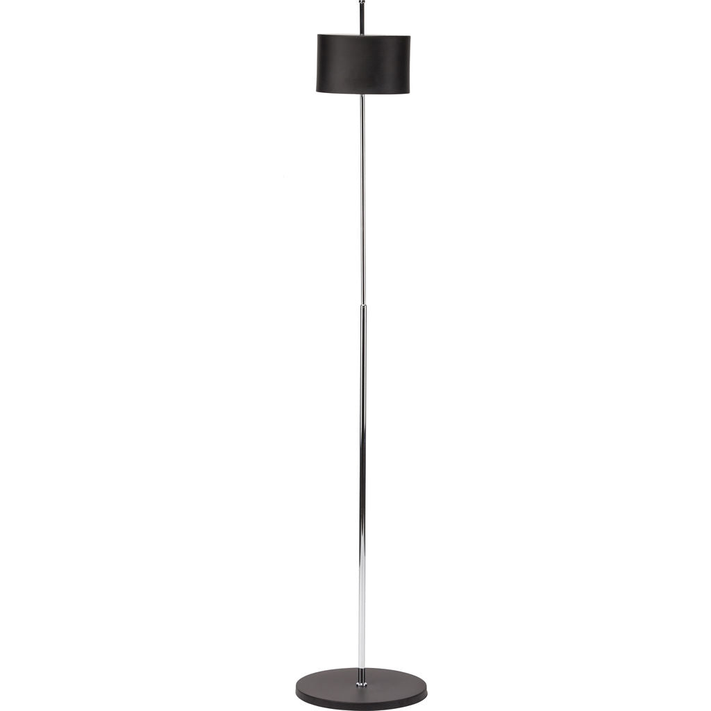 Side view of the Nuevo Minsk Floor Lamp in black with silver-tone stem