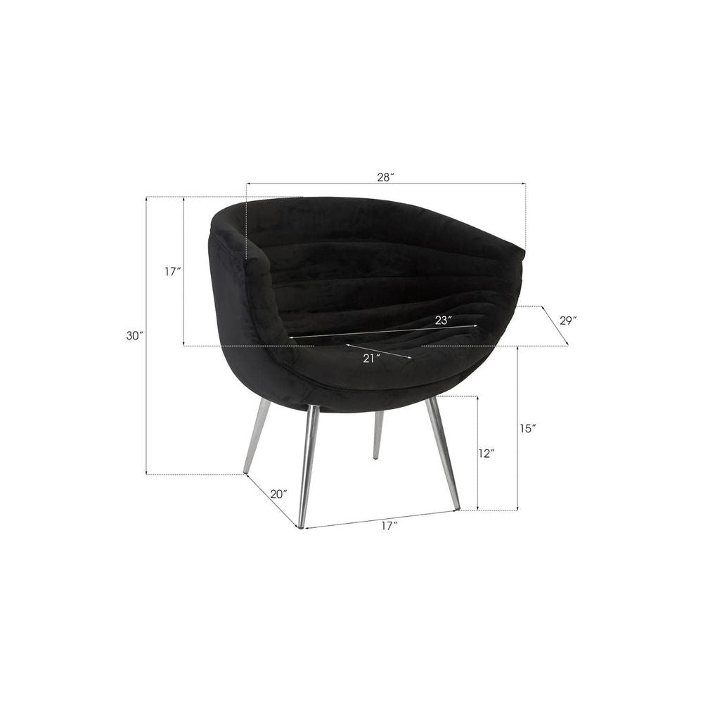 Nouveau Club Chair - Black - Stainless Steel Legs-Phillips Collection-PHIL-PH93141-Chair-6-France and Son