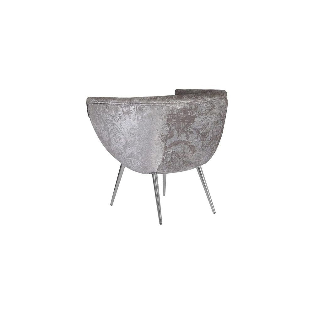 Nouveau Club Chair - Gray Crushed Velvet Fabric - Stainless Steel Legs-Phillips Collection-PHIL-PH99963-Lounge Chairs-2-France and Son