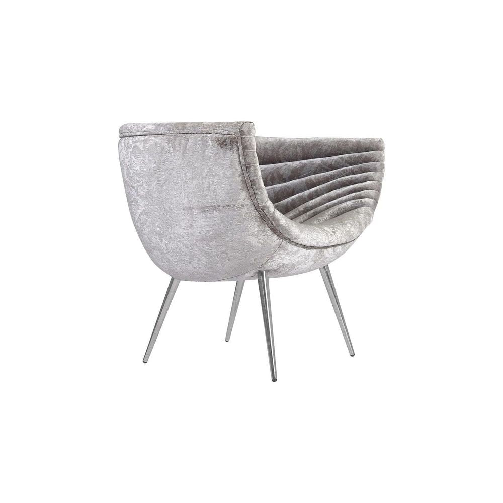 Nouveau Club Chair - Gray Crushed Velvet Fabric - Stainless Steel Legs-Phillips Collection-PHIL-PH99963-Lounge Chairs-4-France and Son