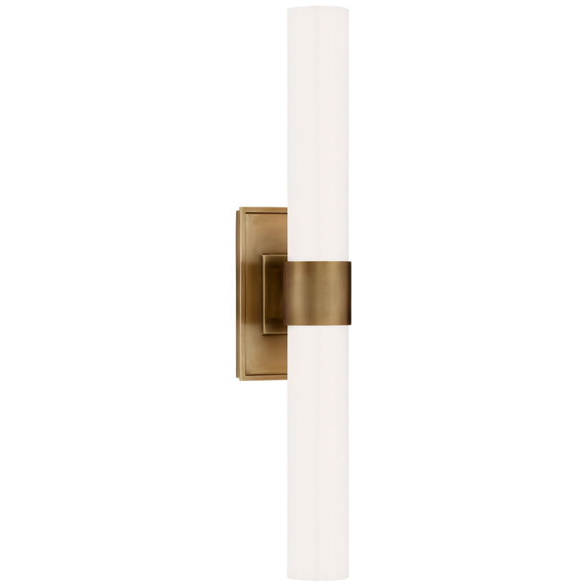 Pretty Petite Double Sconce-Visual Comfort-VISUAL-S 2164HAB-WG-Wall LightingHand-Rubbed Antique Brass with White Glass-4-France and Son
