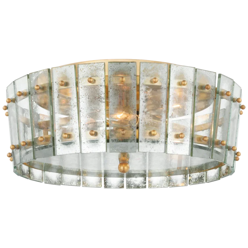 Canade Single-Tier Flush Mount-Visual Comfort-VISUAL-S 4651HAB-AM-Flush MountsMedium-Hand-Rubbed Antique Brass-Antique Mirror-2-France and Son
