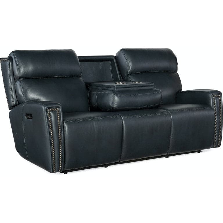 Celeste Zerog Power Sofa W/Ph & Hidden Console - Blue - Open Box