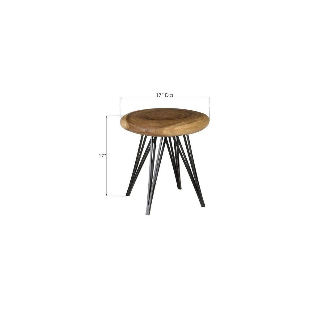 String Stool on Black Metal Legs - Natural-Phillips Collection-PHIL-TH95435-Stools & Ottomans-4-France and Son