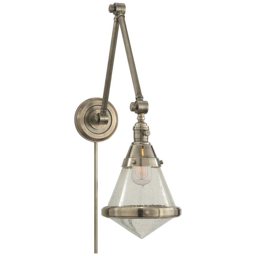 Galuna Library Wall Light-Visual Comfort-VISUAL-TOB 2156AN-SG-1-Wall LightingAntique Nickel-Seeded Glass-1-France and Son