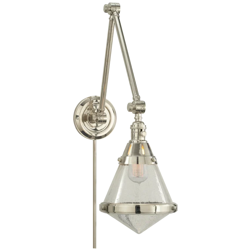 Galuna Library Wall Light-Visual Comfort-VISUAL-TOB 2156PN-SG-Wall LightingPolished Nickel-Seeded Glass-7-France and Son