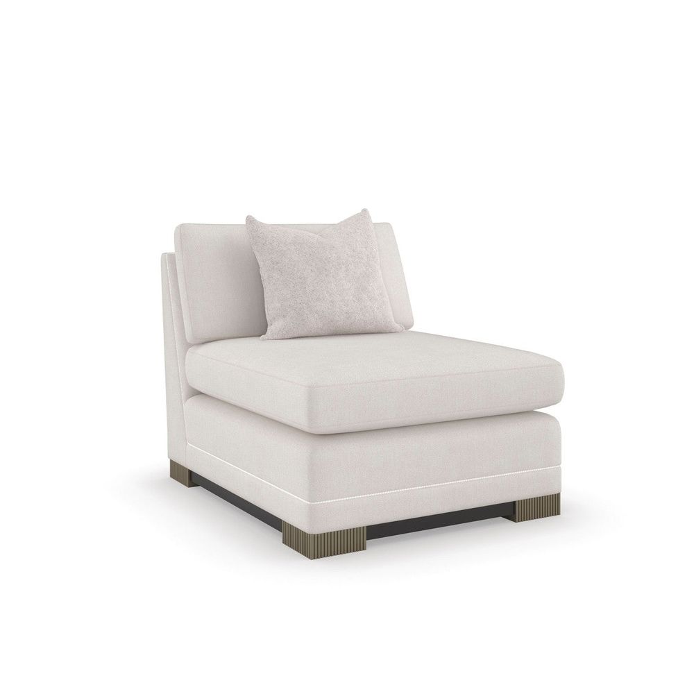 Sectionals: Parts Sanctuary Single Armless Sectional Unit - Brown, Silver