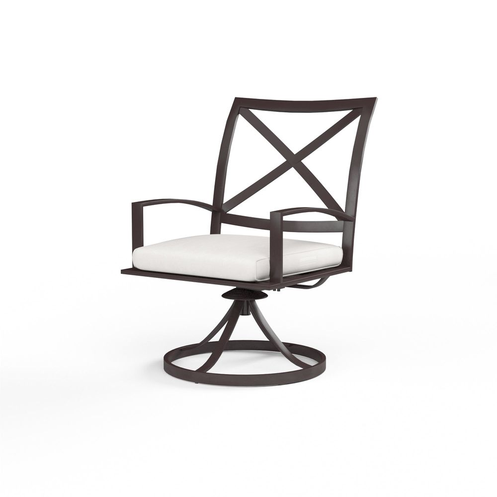 Outdoor Dining Chairs La Jolla Swivel Dining Chair in Canvas Flax w/ Self Welt